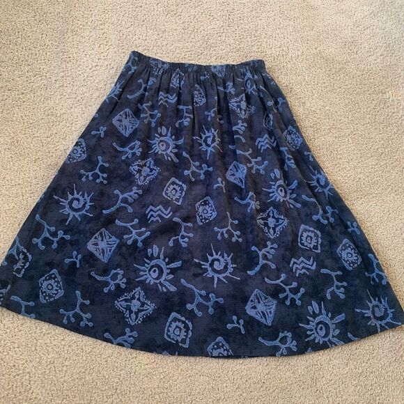 VTG Boho Hippie Funky Festival Maxi Skirt Navy Blue Size S - Picture 2 of 5